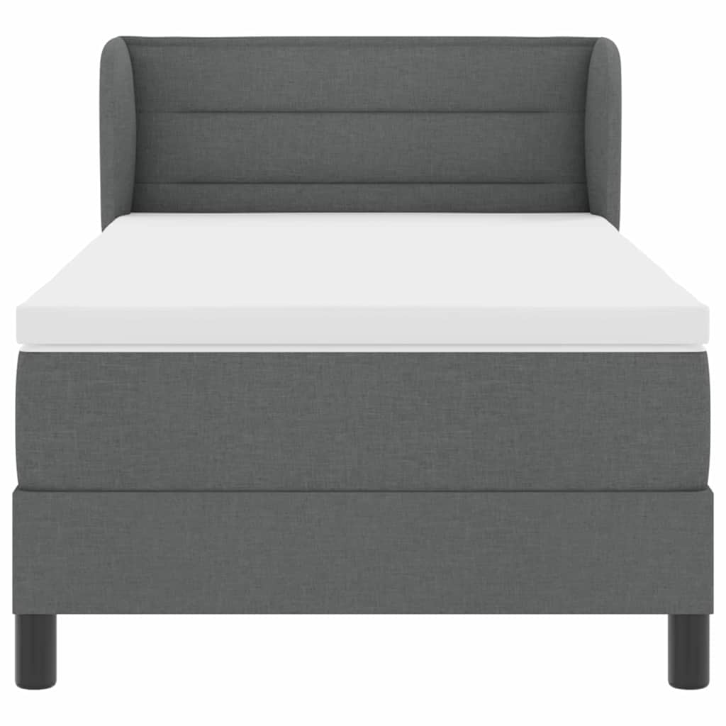 Krevet s opruga kutije Tamno siva 90 x 200 cm tkanina