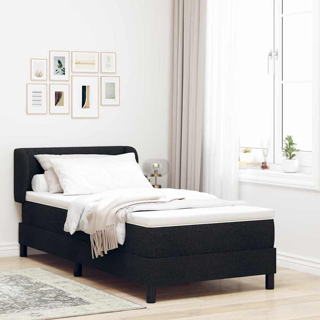 Krevet s opruga kutije s madracem Crna 90 x 190 cm tkanina