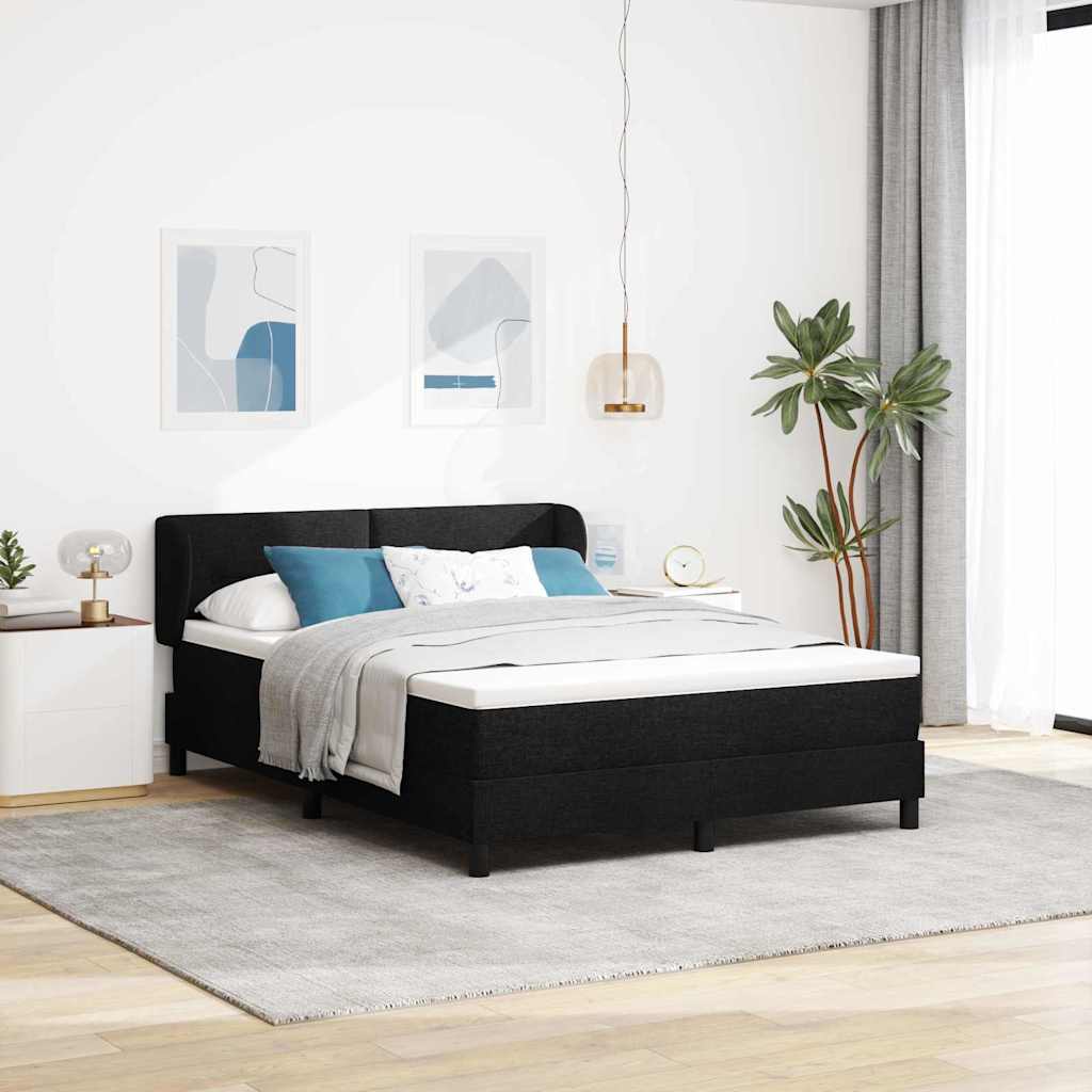 Krevet s opruga kutije s madracem Crna 140 x 200 cm tkanina