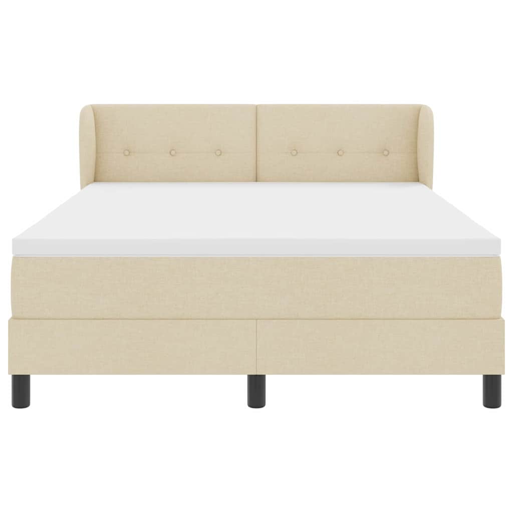 Krevet s opruga kutije s madracem Krema 160 x 200 cm tkanina