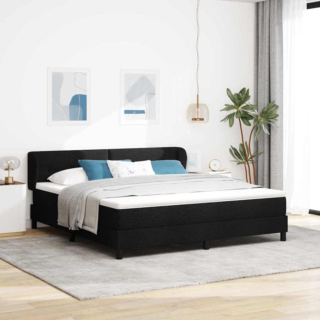 Krevet s opruga kutije s uzglavljem Crna 180 x 200 cm tkanina