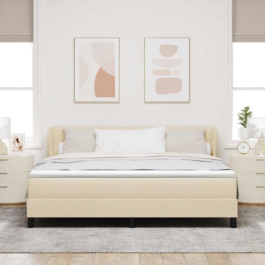Krevet s opruga kutije s uzglavljem Krema 180 x 200 cm tkanina