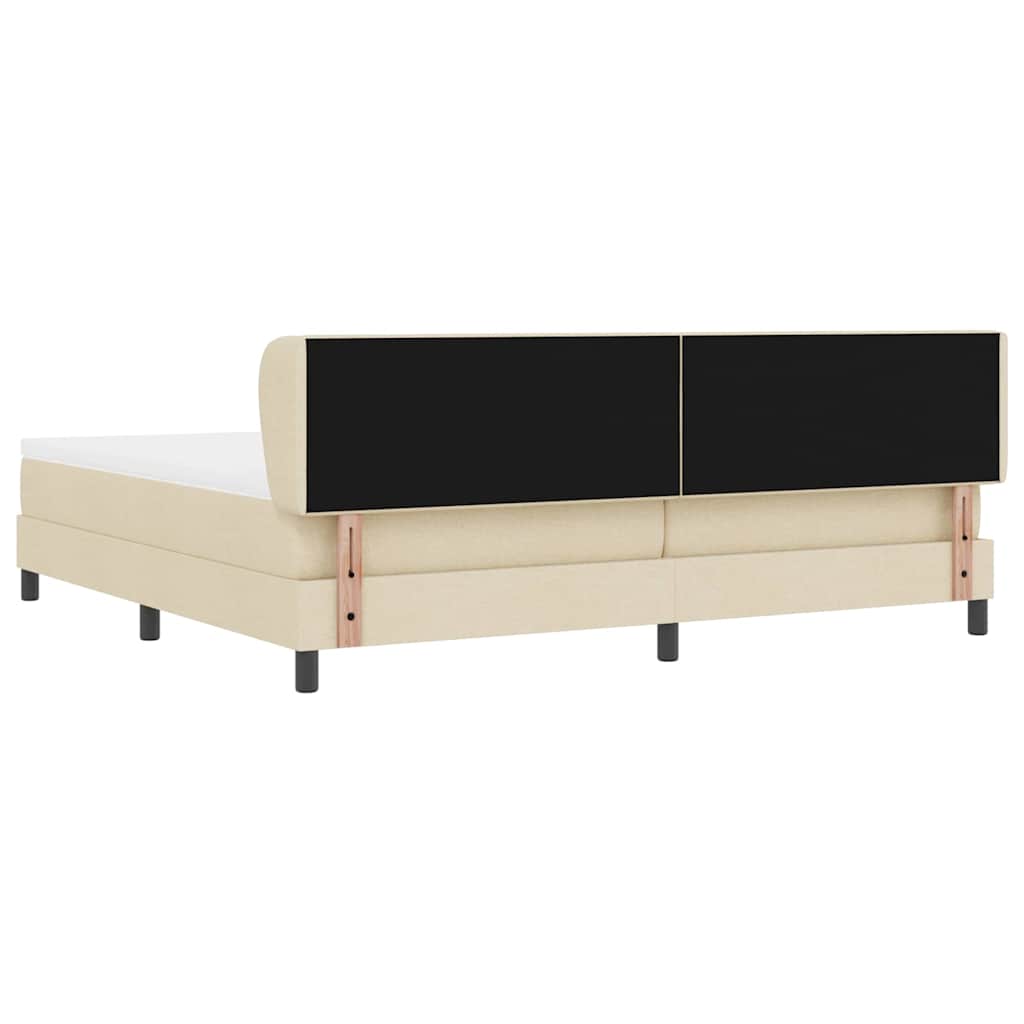 Krevet s opruga kutije s uzglavljem Krema 200 x 200 cm tkanina