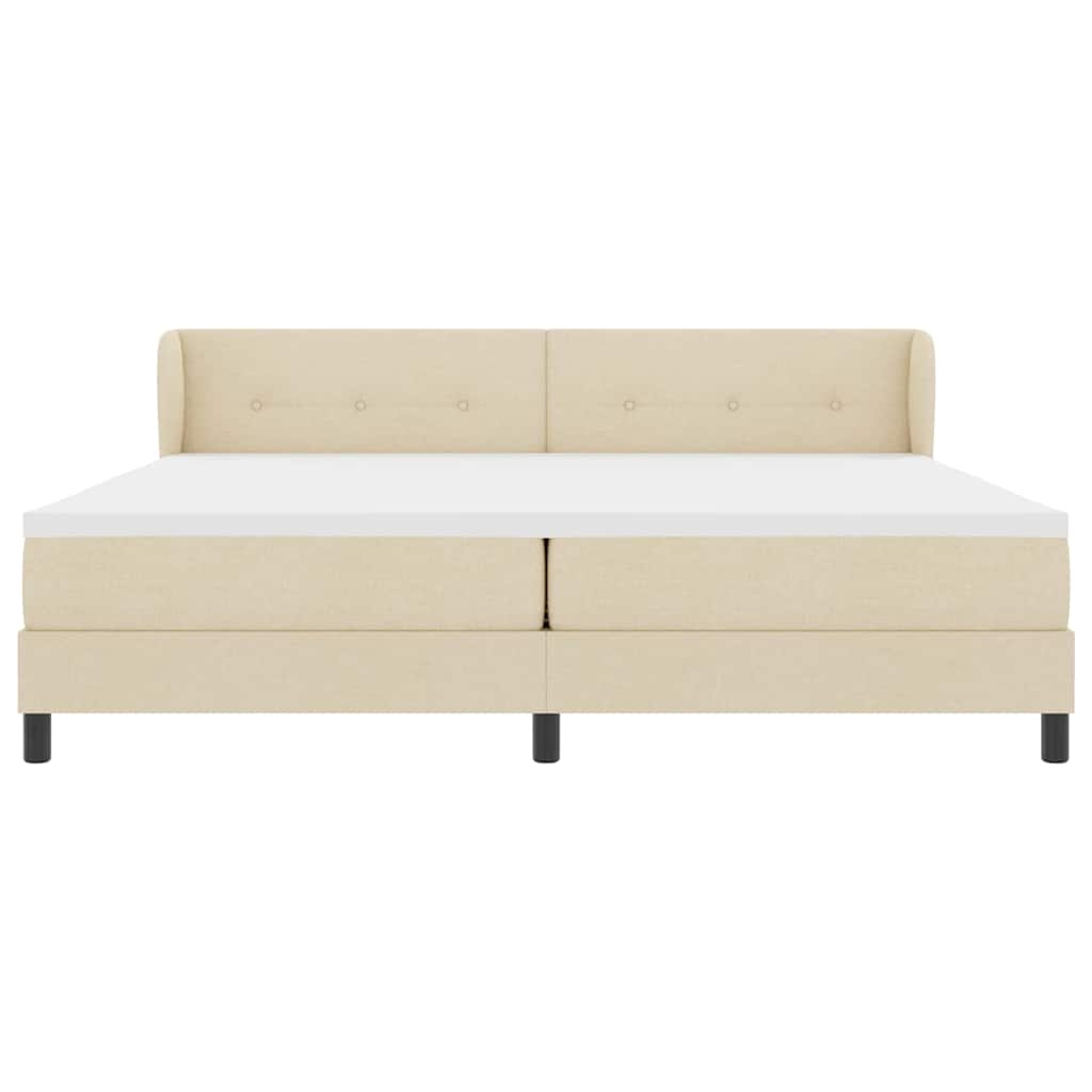 Krevet s opruga kutije s uzglavljem Krema 200 x 200 cm tkanina