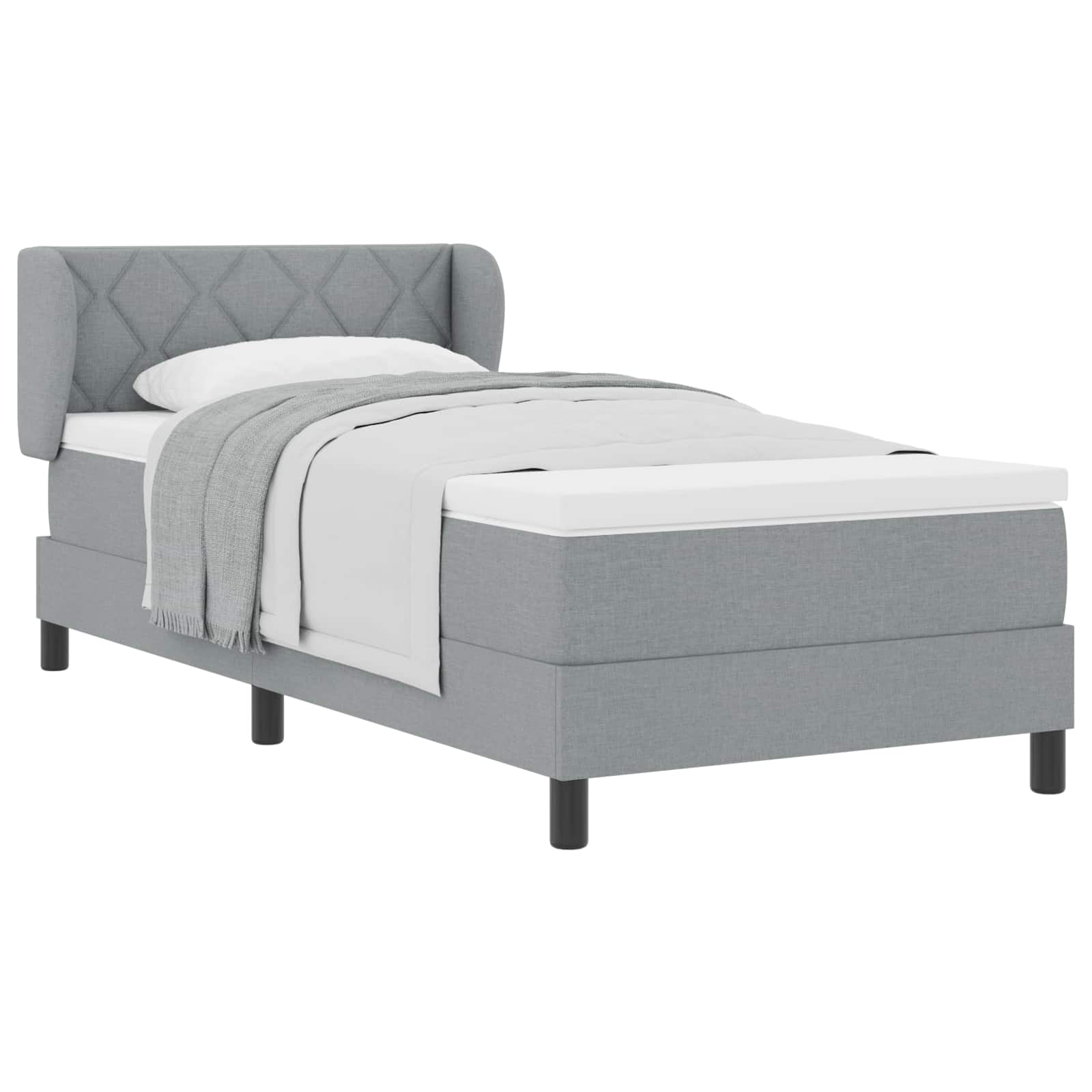 Krevet s opruga kutije Svjetlosiva 90 x 190 cm tkanina
