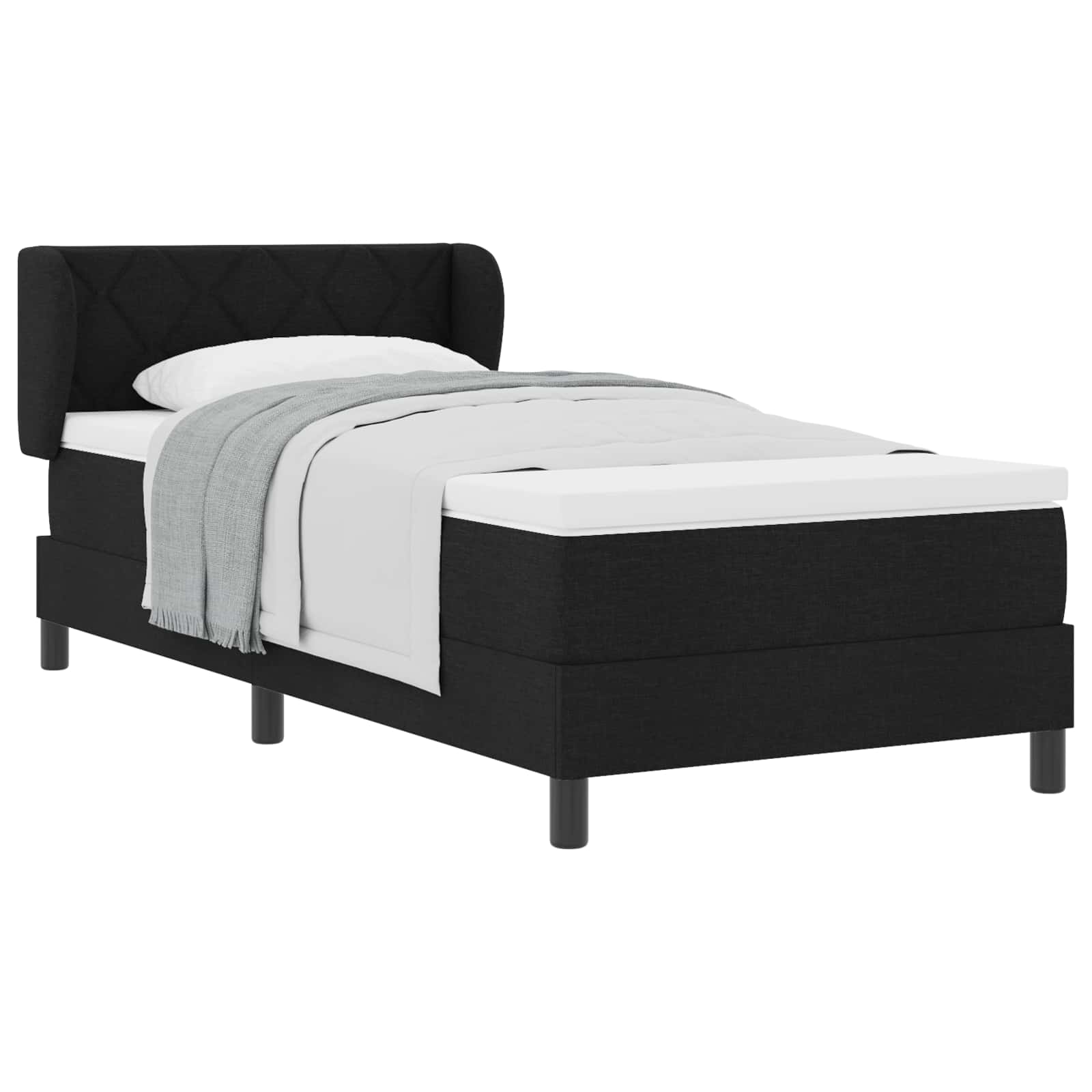 Krevet s opruga kutije s madracem Crna 90 x 190 cm tkanina