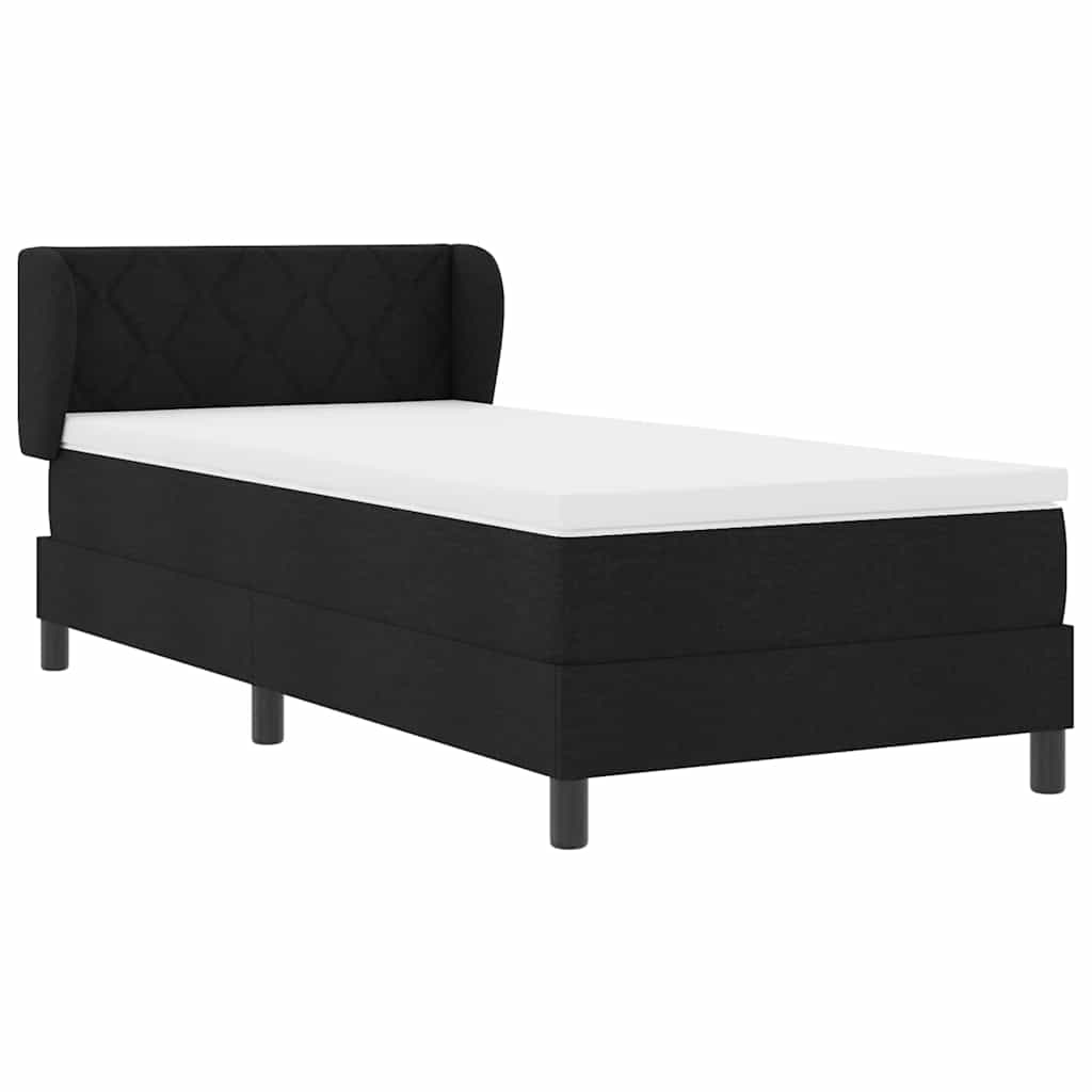 Krevet s opruga kutije s uzglavljem Crna 100 x 200 cm tkanina