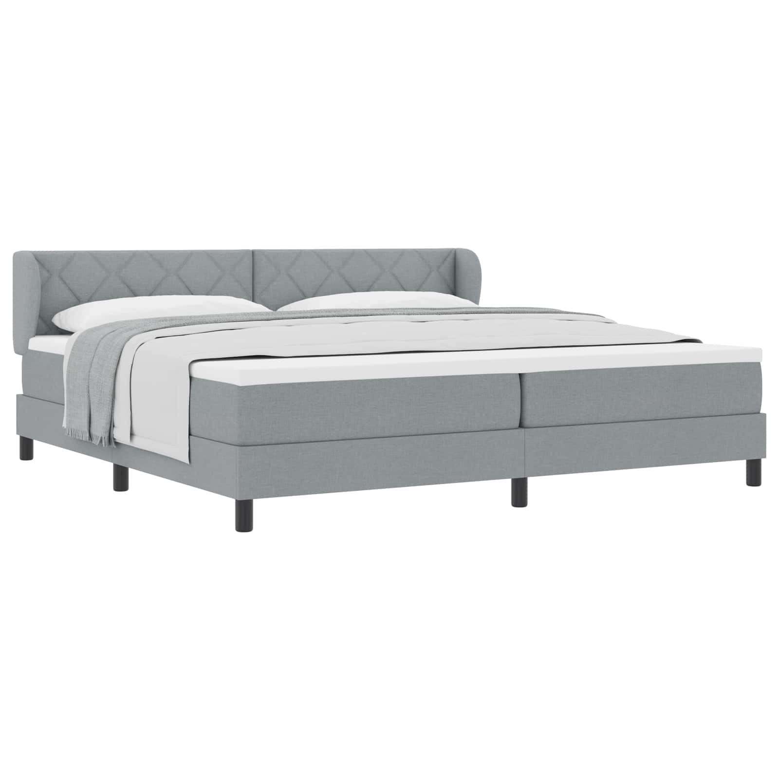 Krevet s opruga kutije Svjetlosiva 200 x 200 cm tkanina