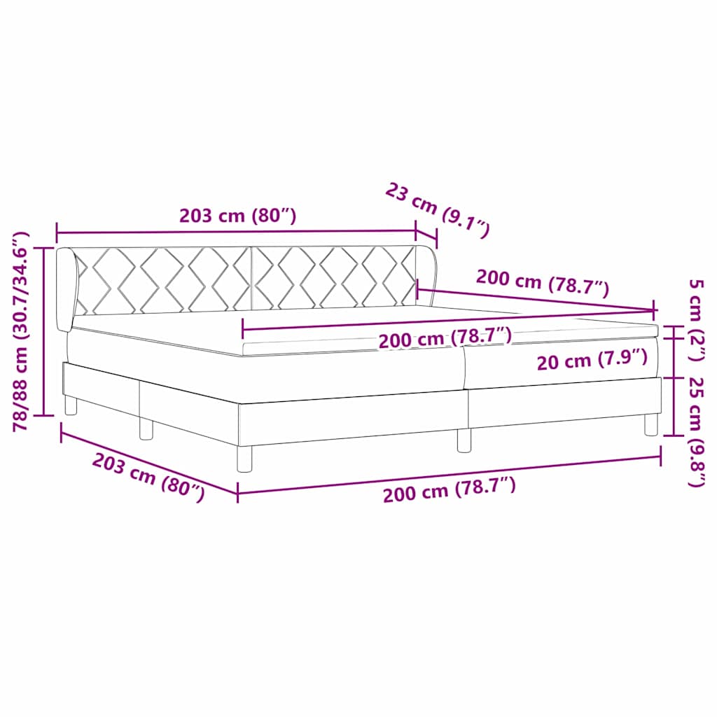 Krevet s opruga kutije Tamno smeđa 200 x 200 cm tkanina