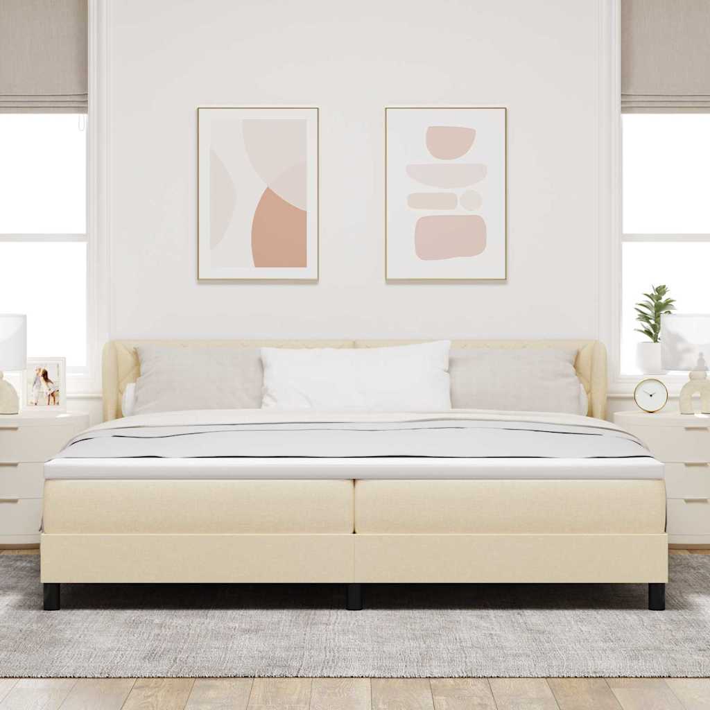 Krevet s opruga kutije s uzglavljem Krema 200 x 200 cm tkanina