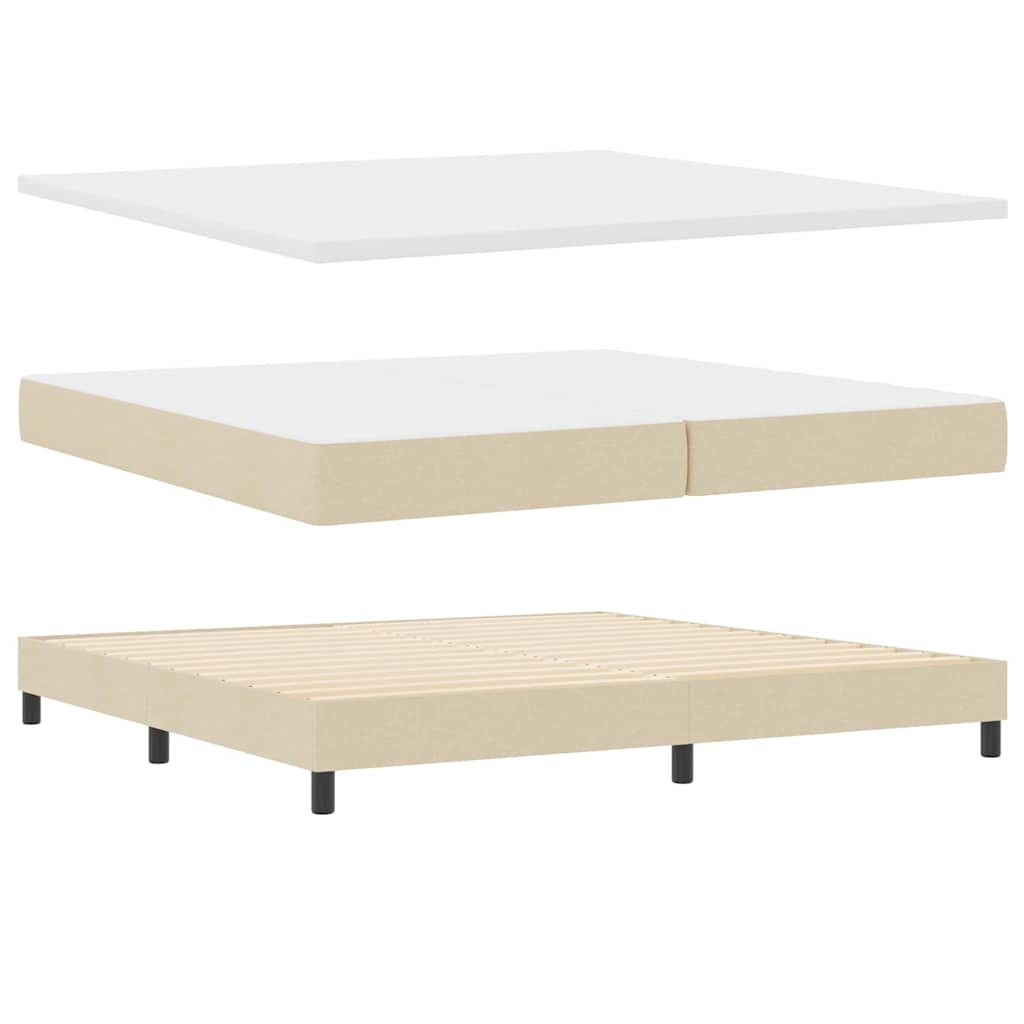 Krevet s opruga kutije s uzglavljem Krema 200 x 200 cm tkanina