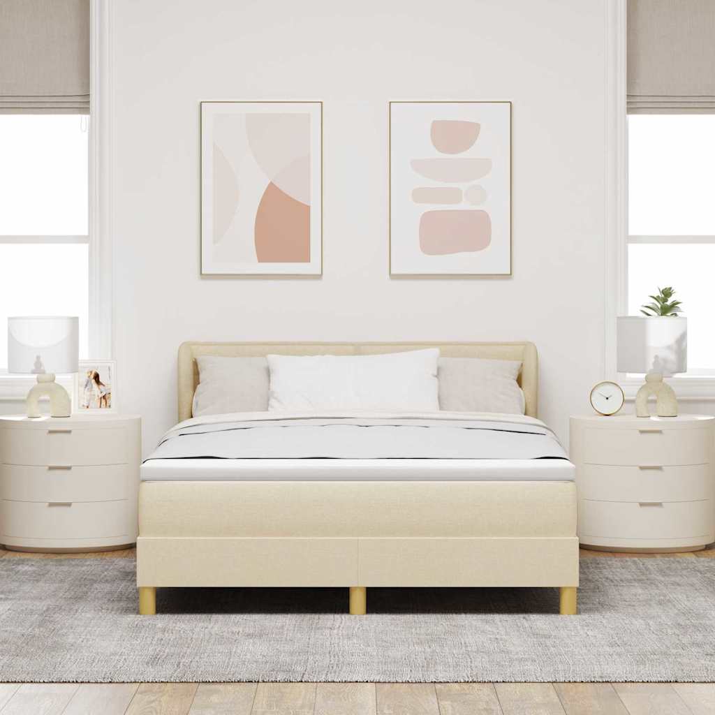 Krevet s opruga kutije s madracem Krema 140 x 200 cm tkanina