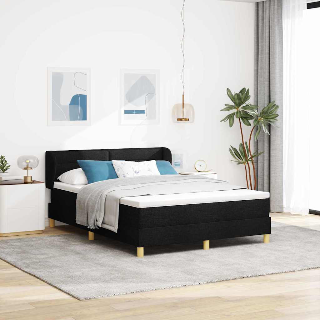 Krevet s opruga kutije s madracem Crna 160 x 200 cm tkanina