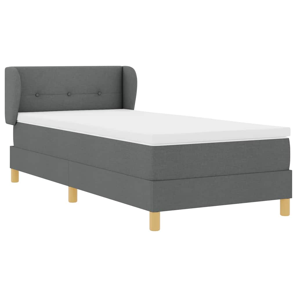 Krevet s opruga kutije Tamno siva 90 x 190 cm tkanina