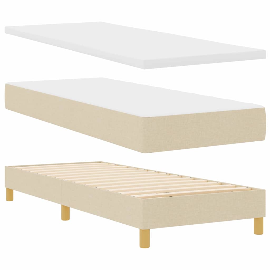 Krevet s opruga kutije s uzglavljem Krema 80 x 200 cm tkanina
