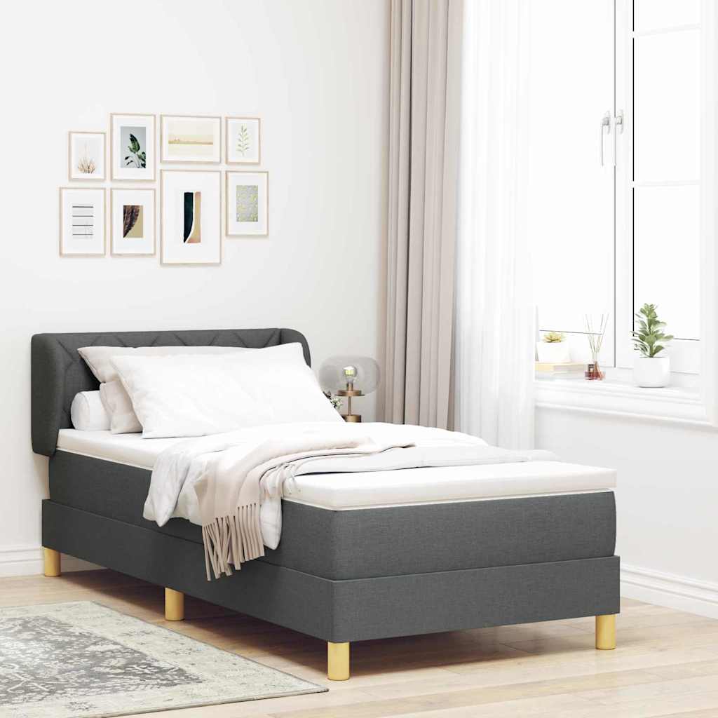 Krevet s opruga kutije Tamno siva 90 x 190 cm tkanina