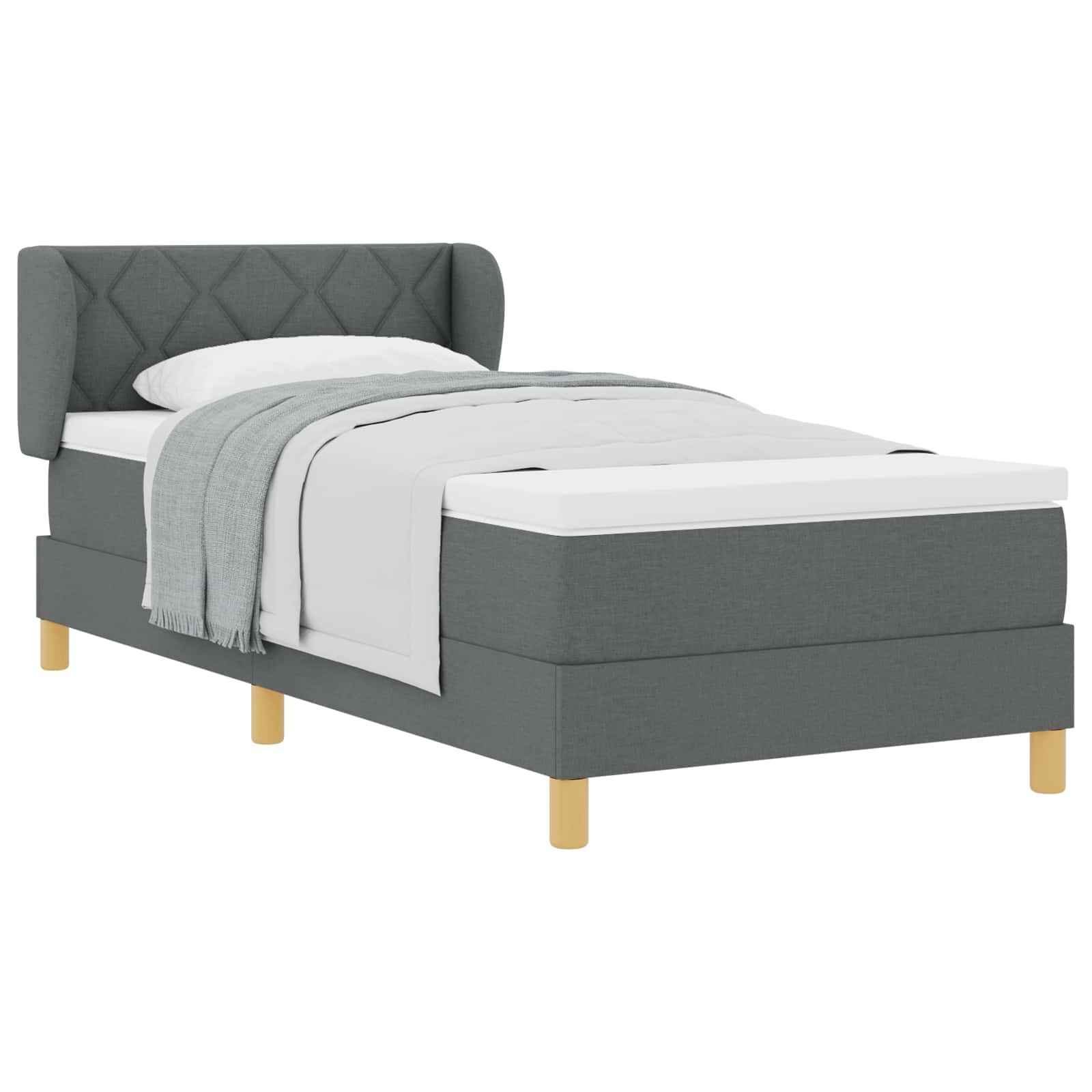 Krevet s opruga kutije Tamno siva 90 x 200 cm tkanina