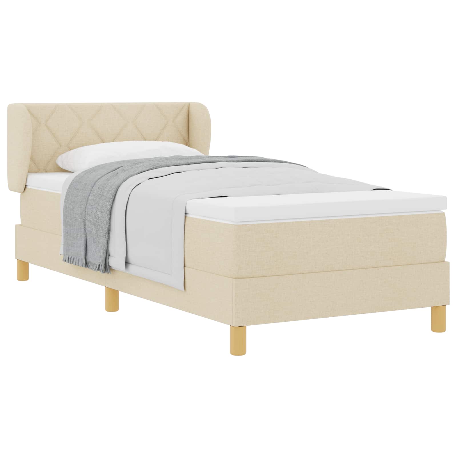 Krevet s opruga kutije s uzglavljem Krema 90 x 200 cm tkanina