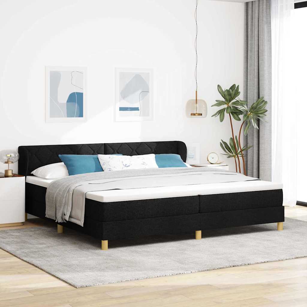 Krevet s opruga kutije s uzglavljem Crna 200 x 200 cm tkanina
