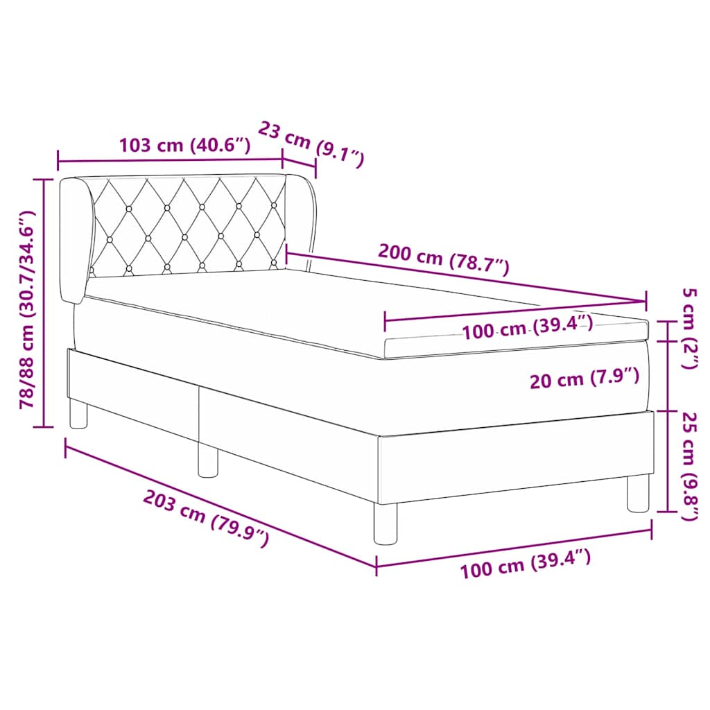 Krevet s opruga kutije Ružičasta 100 x 200 cm Baršun