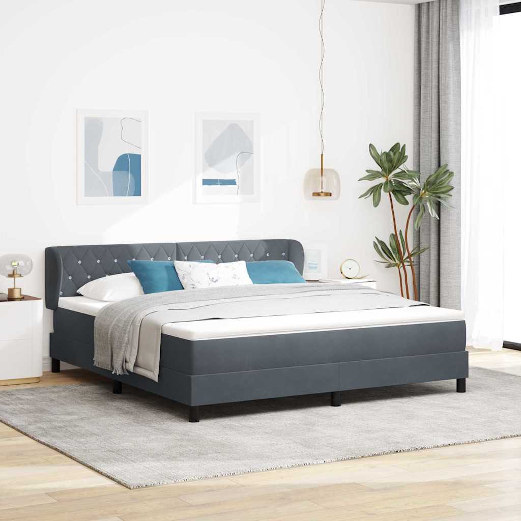 Krevet s opruga kutije Tamno siva 180 x 200 cm Baršun
