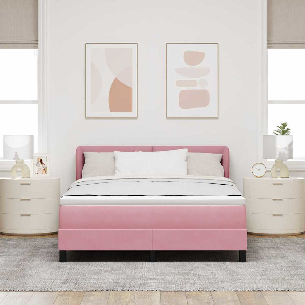 Krevet s opruga kutije Ružičasta 140 x 190 cm Baršun