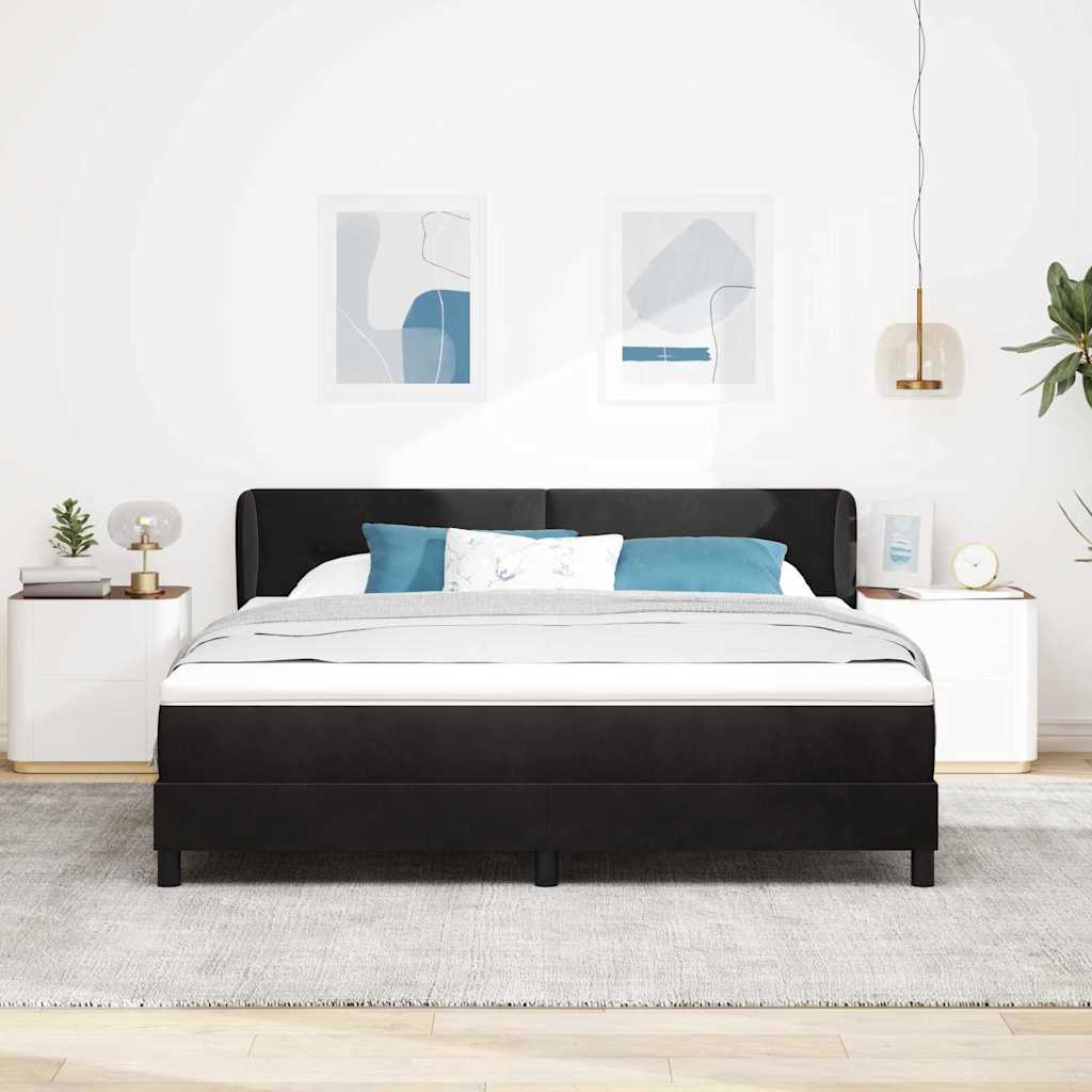 Krevet s opruga kutije s uzglavljem Crna 180 x 200 cm Baršun
