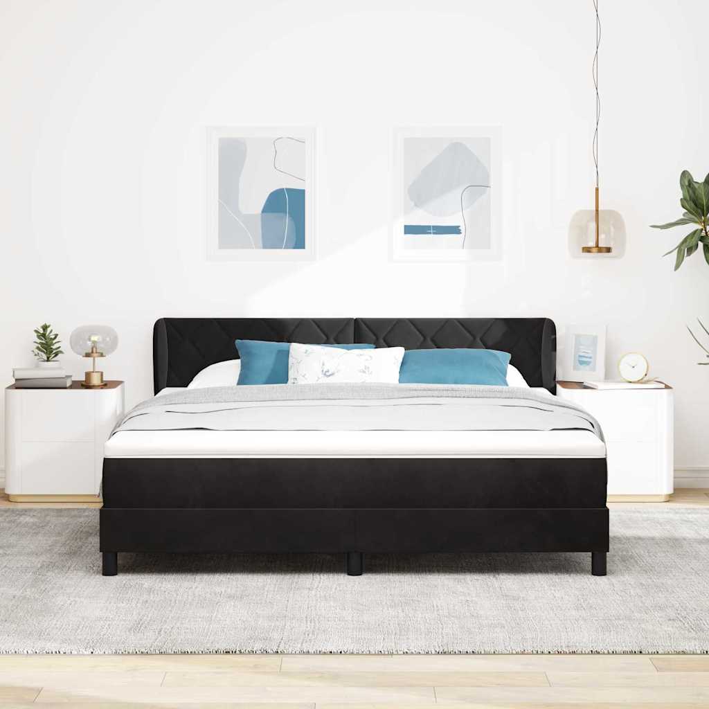 Krevet s opruga kutije s uzglavljem Crna 180 x 200 cm Baršun