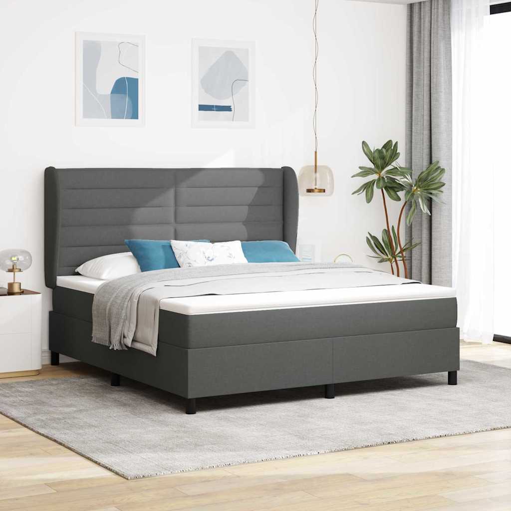 Krevet s opruga kutije Tamno siva 180 x 200 cm tkanina