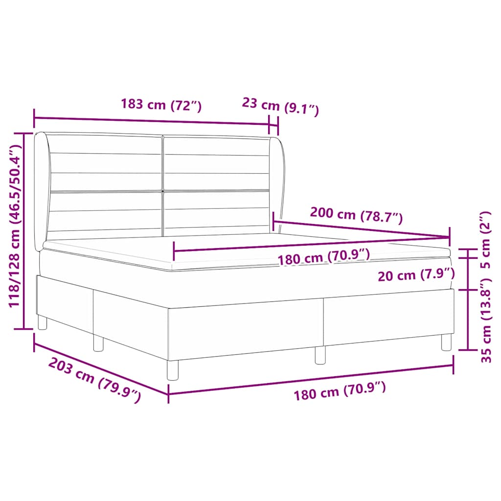 Krevet s opruga kutije Tamno siva 180 x 200 cm tkanina