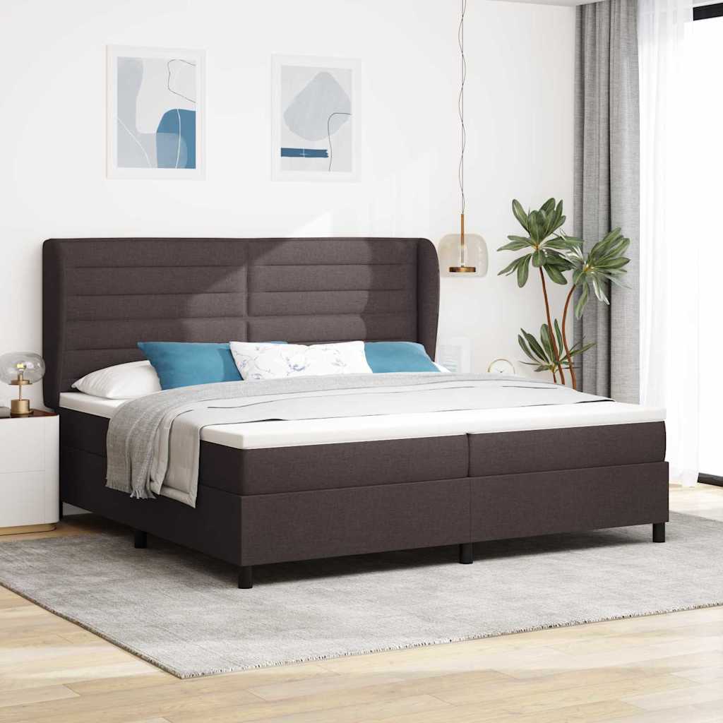 Krevet s opruga kutije Tamno smeđa 200 x 200 cm tkanina