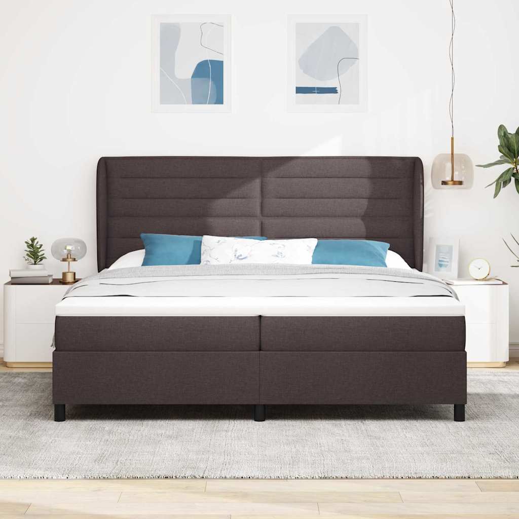 Krevet s opruga kutije Tamno smeđa 200 x 200 cm tkanina