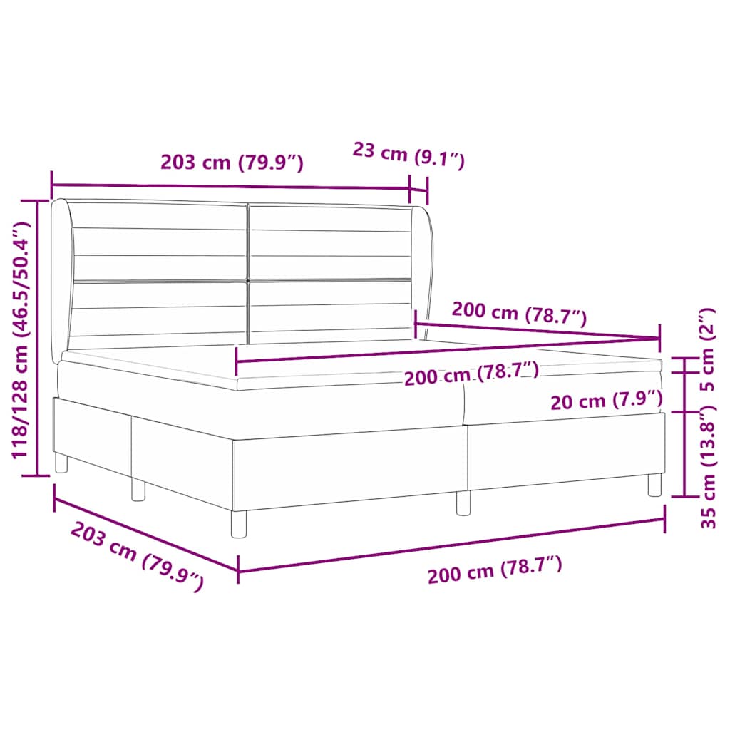 Krevet s opruga kutije Sivo-smeđa 200 x 200 cm tkanina