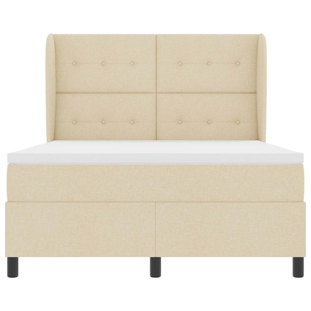Krevet s opruga kutije s uzglavljem Krema 140 x 190 cm tkanina