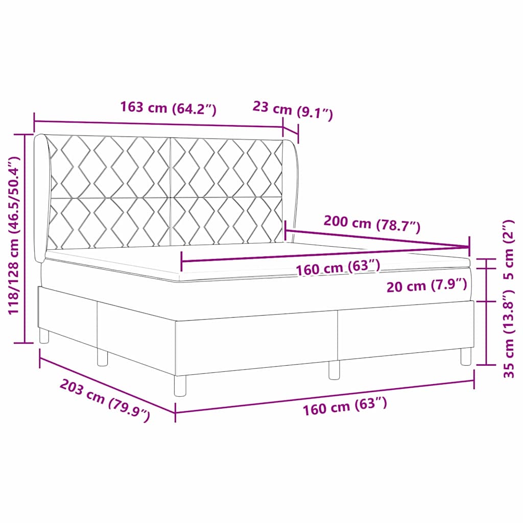 Krevet s opruga kutije Svjetlosiva 160 x 200 cm tkanina