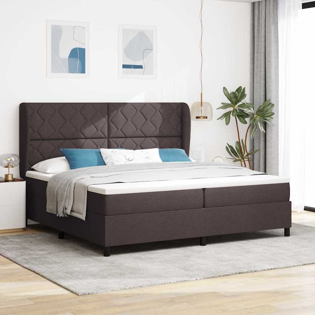 Krevet s opruga kutije Tamno smeđa 200 x 200 cm tkanina