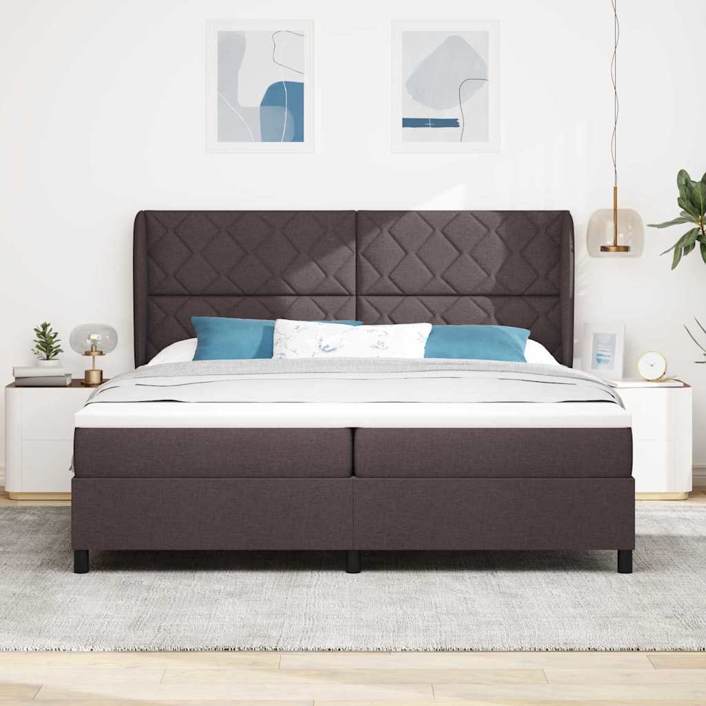 Krevet s opruga kutije Tamno smeđa 200 x 200 cm tkanina