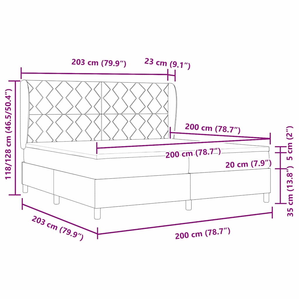 Krevet s opruga kutije s uzglavljem Plava 200 x 200 cm tkanina