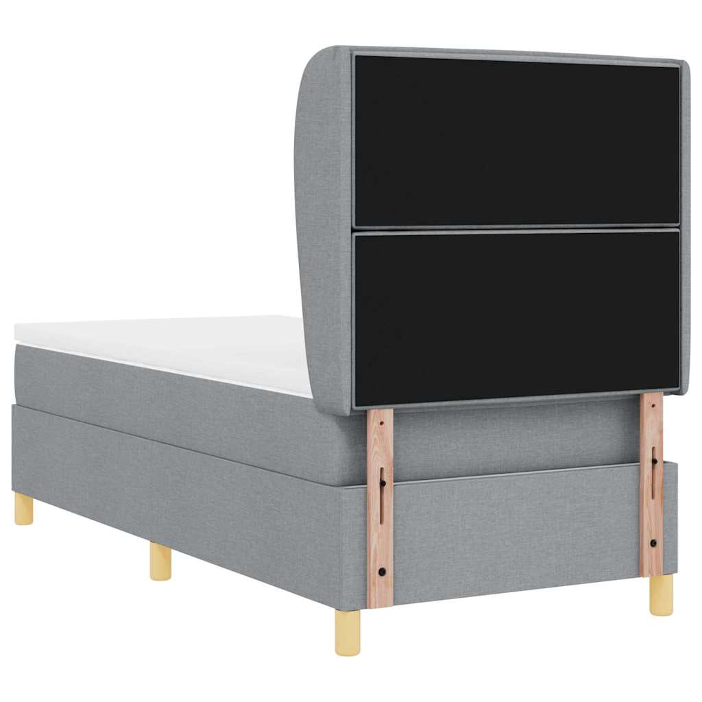 Krevet s opruga kutije Svijetlo siva 190 x 90 cm tkanina