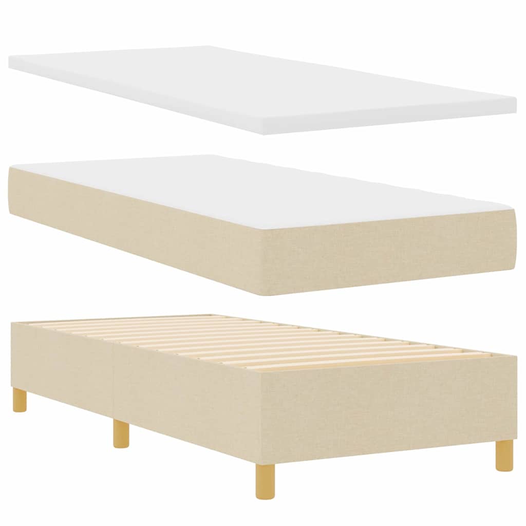 Krevet s opruga kutije s madracem Krema 200 x 100 cm tkanina