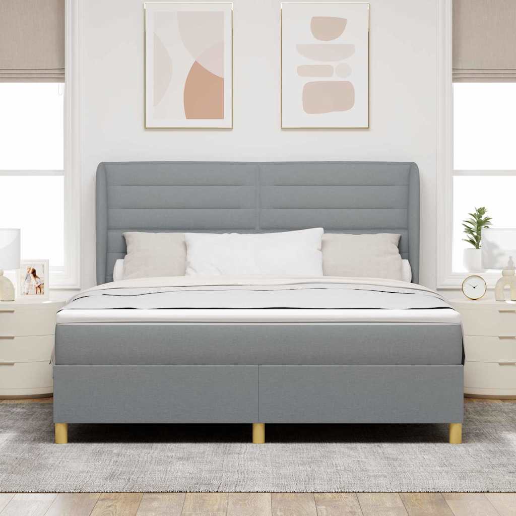 Krevet s opruga kutije Svijetlo siva 200 x 180 cm tkanina