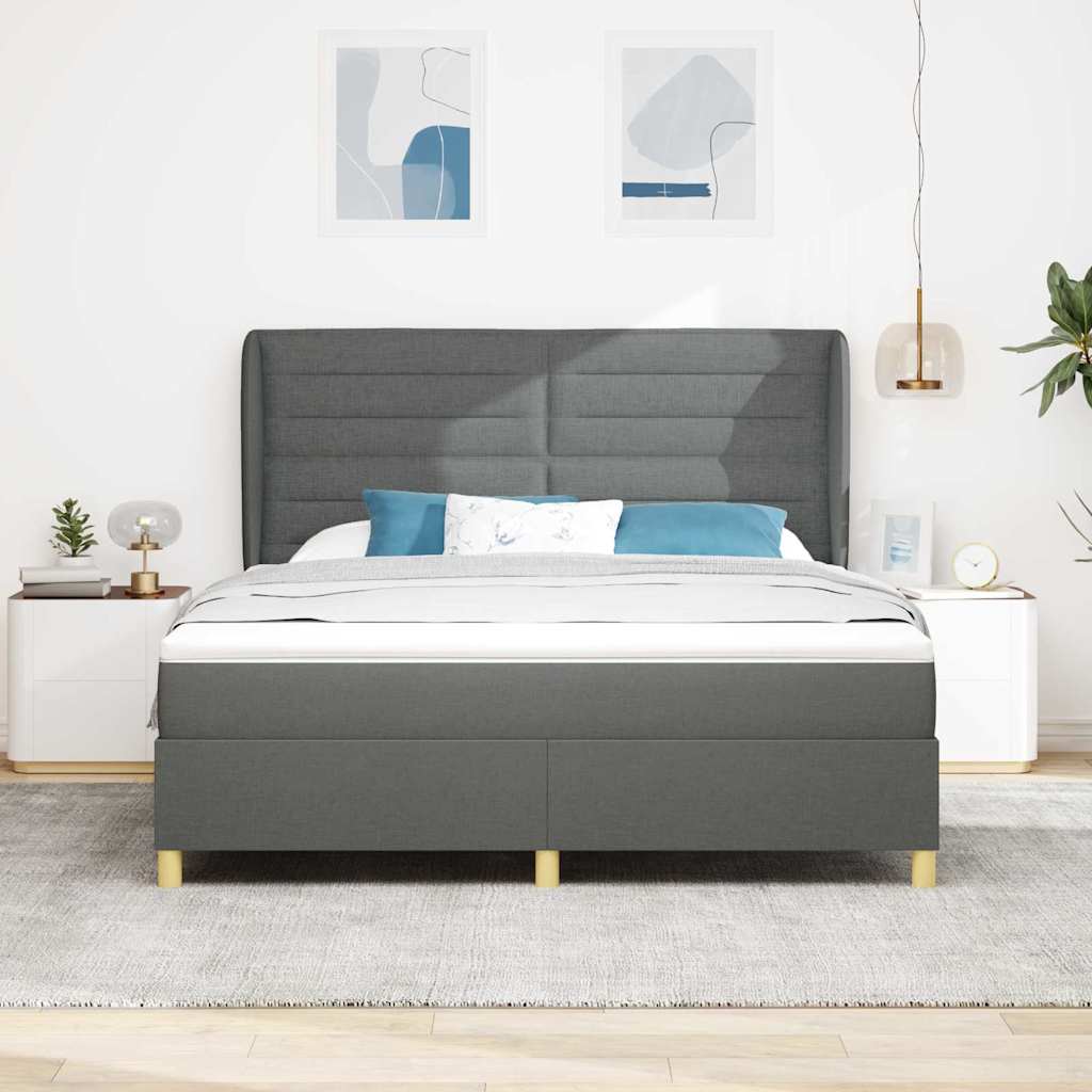 Krevet s opruga kutije Tamno siva 200 x 180 cm tkanina