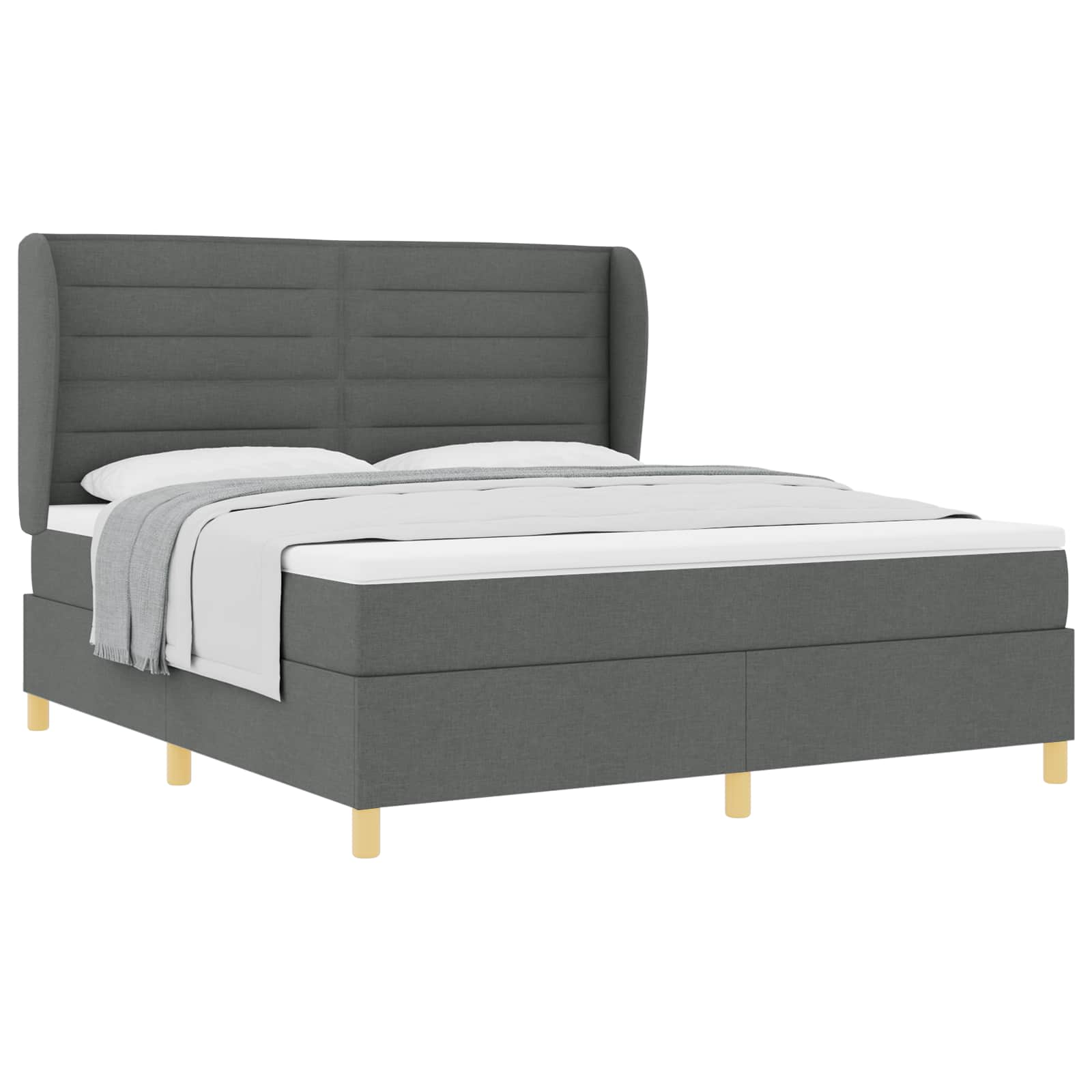 Krevet s opruga kutije Tamno siva 200 x 180 cm tkanina