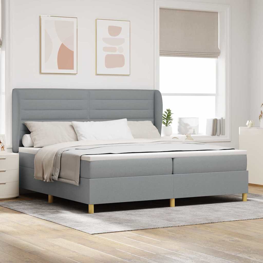 Krevet s opruga kutije Svijetlo siva 200 x 200 cm tkanina