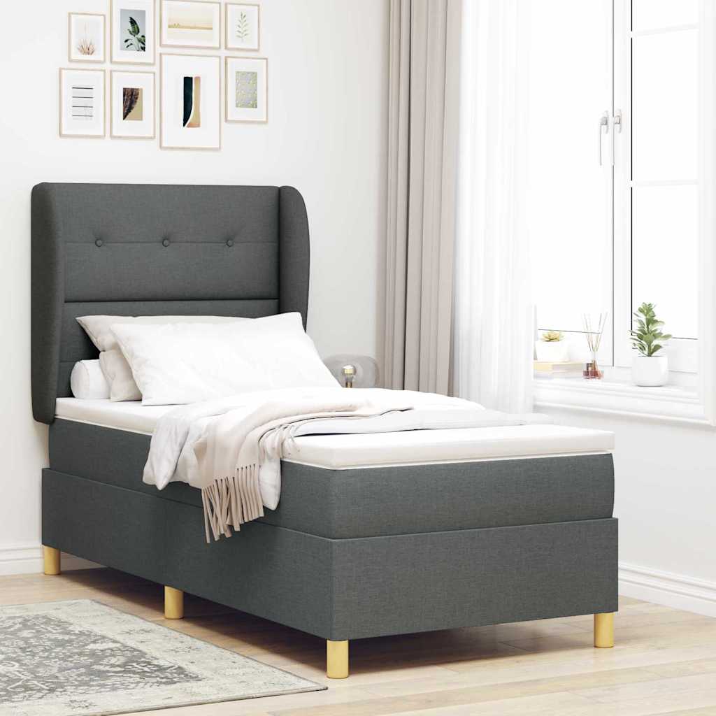 Krevet s opruga kutije Tamno siva 200 x 80 cm tkanina