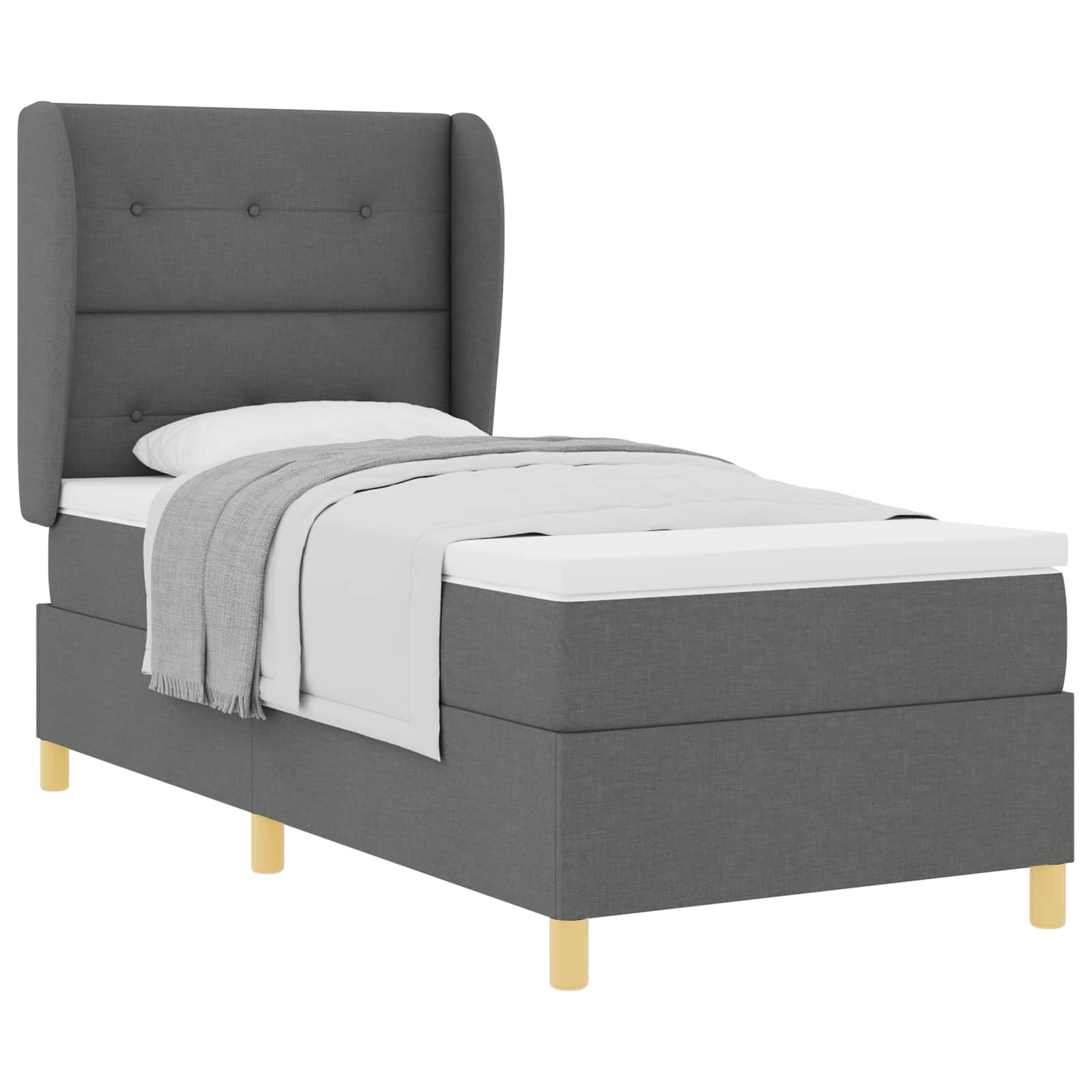 Krevet s opruga kutije Tamno siva 200 x 80 cm tkanina