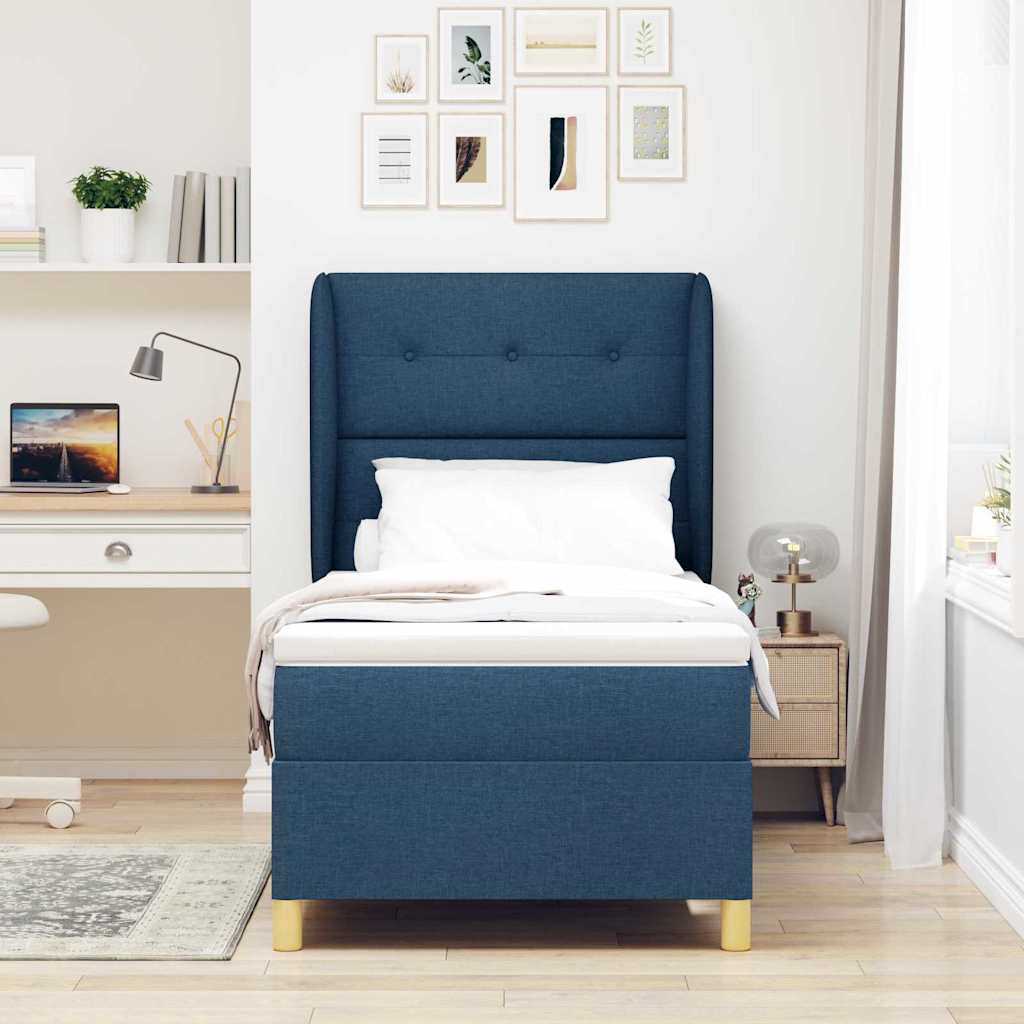 Krevet s opruga kutije s madracem Plava 200 x 100 cm tkanina