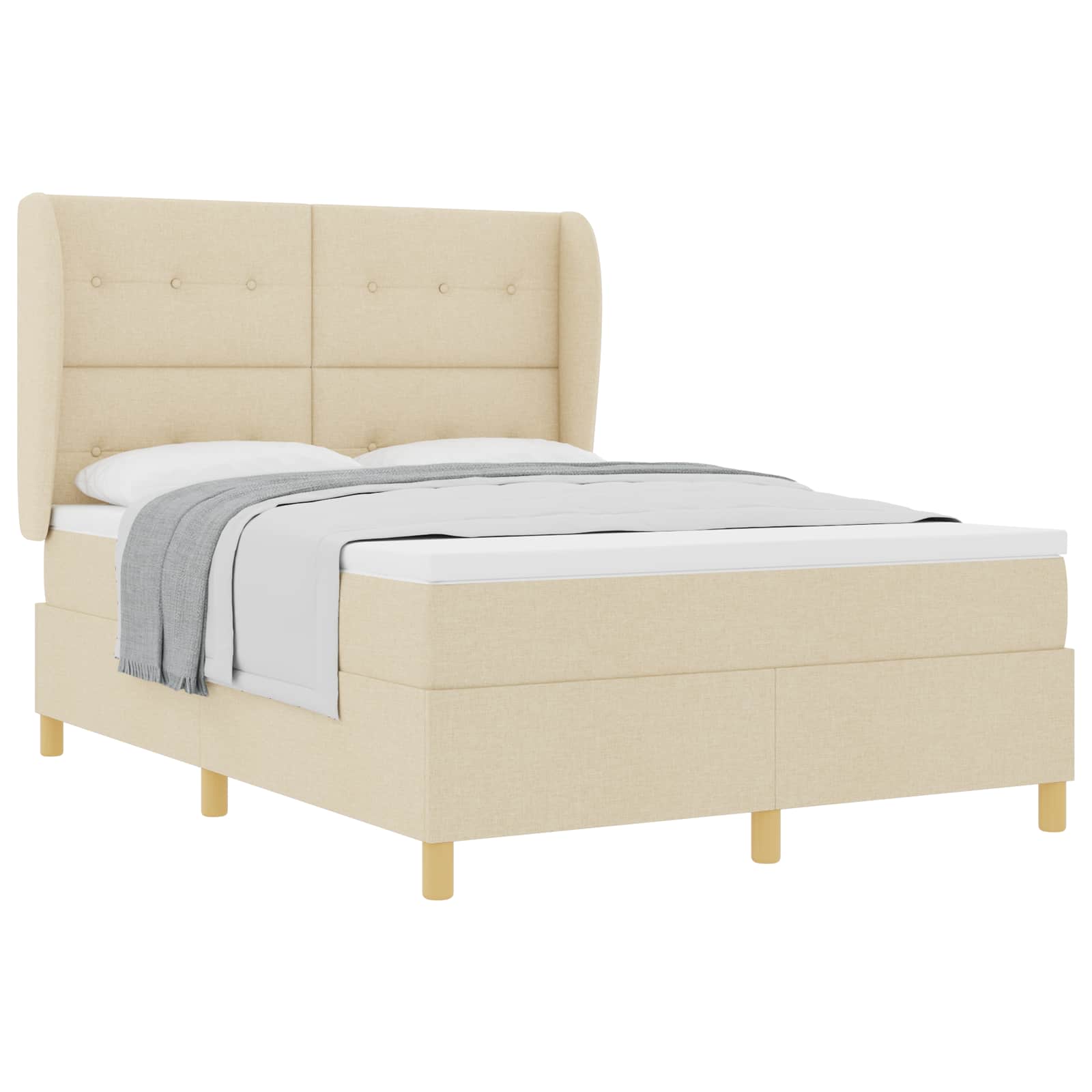 Krevet s opruga kutije s uzglavljem Krema 190 x 140 cm tkanina