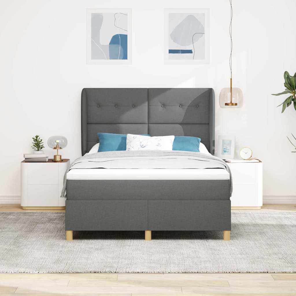 Krevet s opruga kutije Tamno siva 200 x 160 cm tkanina