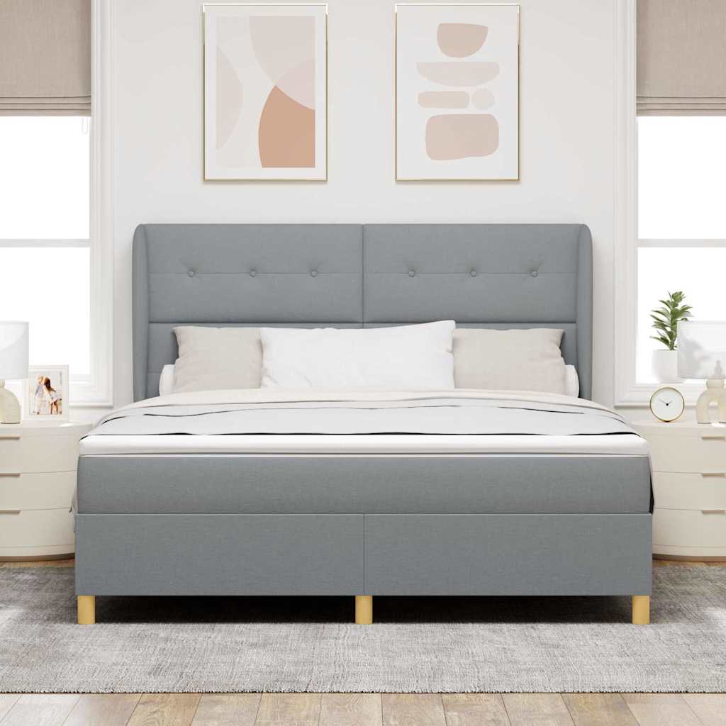 Krevet s opruga kutije Svijetlo siva 200 x 180 cm tkanina